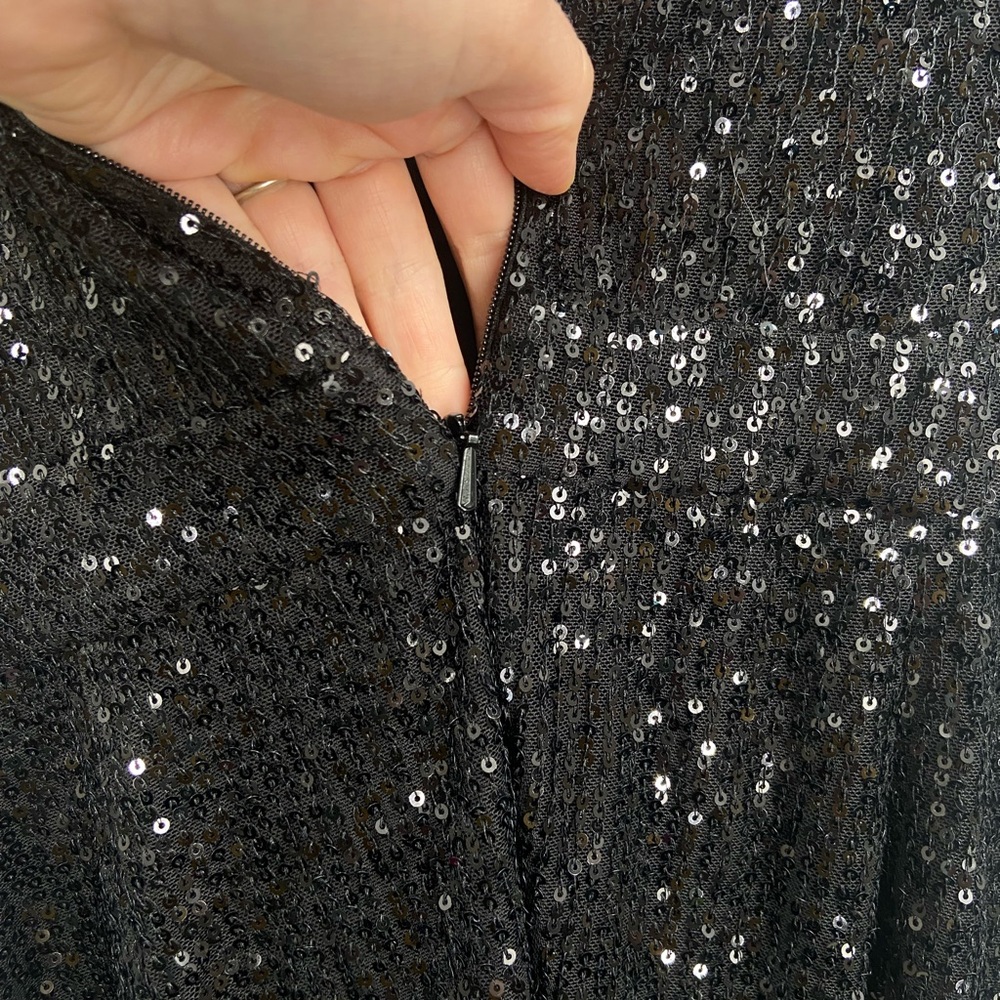 NWT RAMY BROOK Rosalee Plunging Sequin Mini Dress Black 12 - Picture 8 of 12